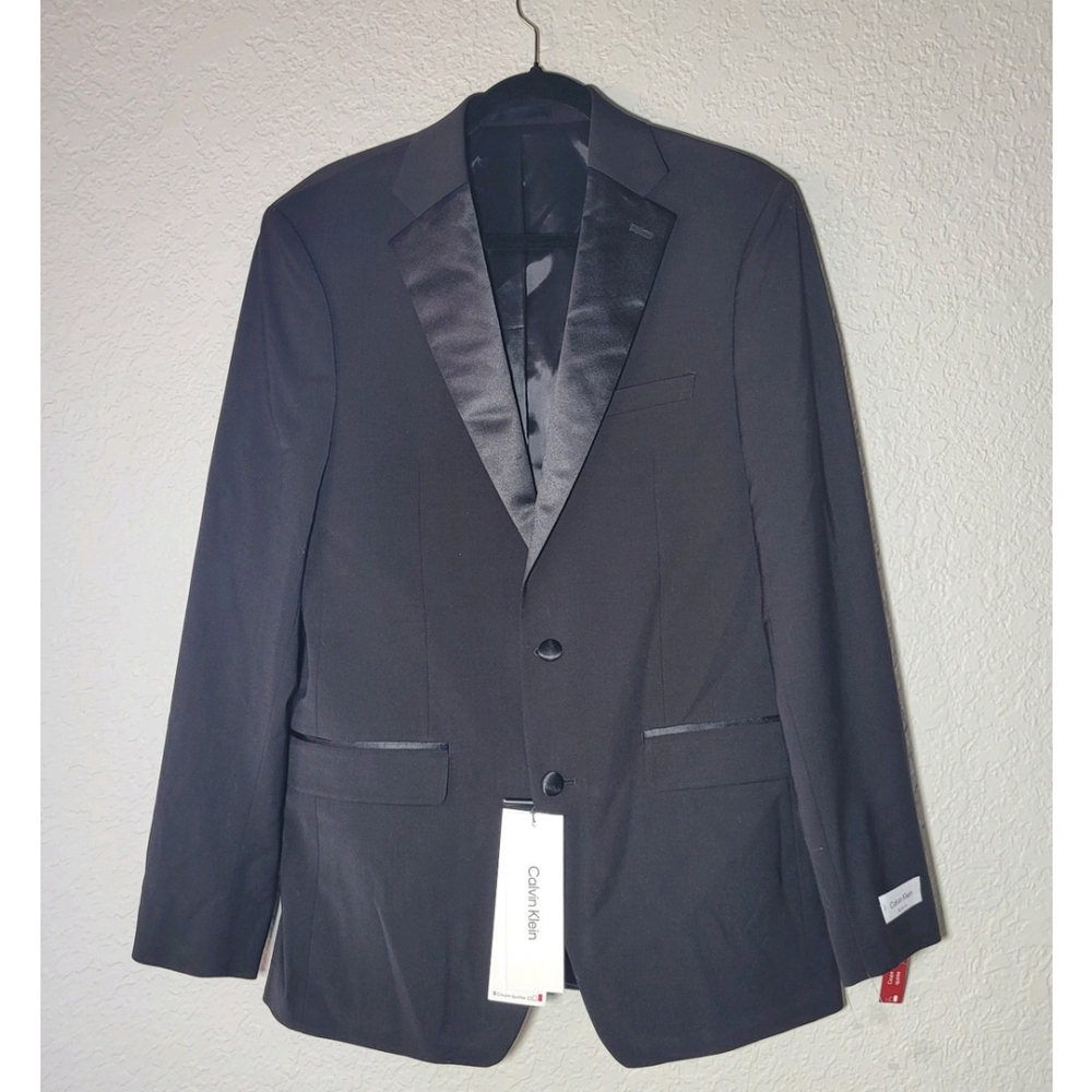 Calvin Klein Men's Black X Slim-Fit Wool Tuxedo Sport Coat Suit Jacket Size 40L